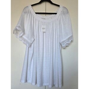 CATO Cotton Eyelet Tunic Off Shoulder Style Top Short Sleeve Size 22/24 ~~NWT~~